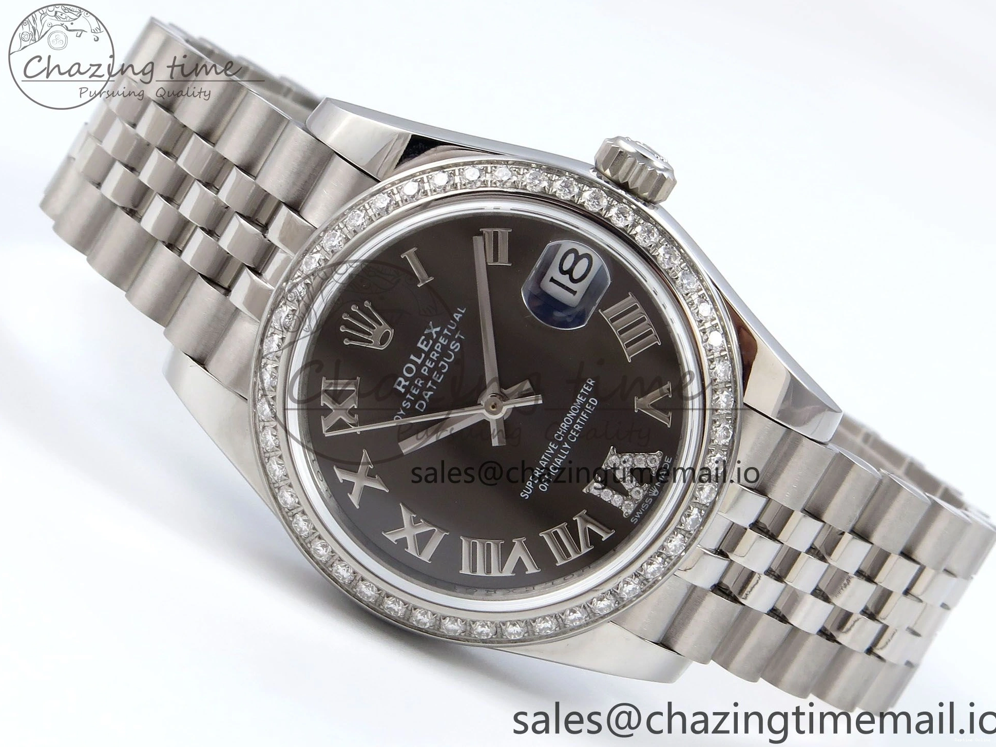 0119 DateJust 31 278384RBR JARF 1:1 Best Edition 904L Steel Gray Roman Diamonds Dial on SS Jubilee Bracelet HZ Classic 875